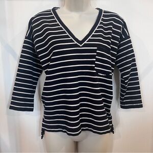 Madewell Striped V Neck Relaxed Fit Top